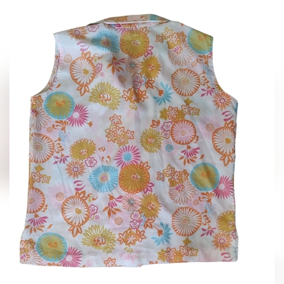 LADY Manhattan Vintage Sleeveless Bright Floral Design Blouse Sz.14 - Picture 2 of 5